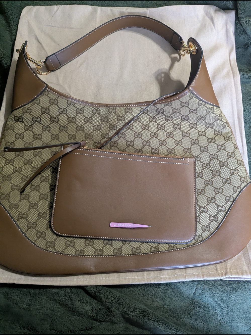 Brown GG Canvas Shoulder Bag with Leather Trim - Picture 5 of 5